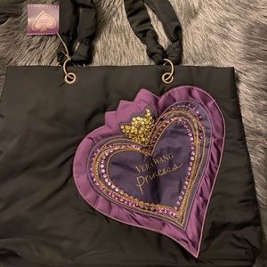 New Tote! 100% polyester ! Black & purple inside.